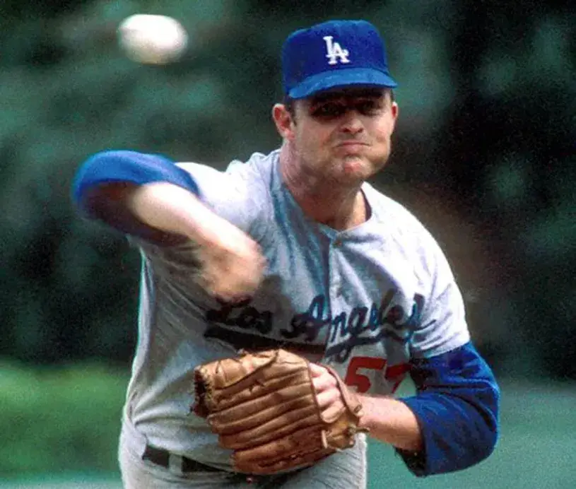 DON DRYSDALE Los Angeles Dodgers 1969 Away Majestic Throwback Baseball Jersey 