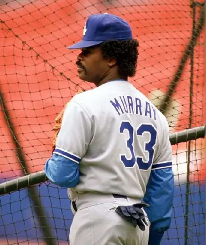 EDDIE MURRAY Los Angeles Dodgers 1990 Majestic Throwback Away Baseball Jersey 
