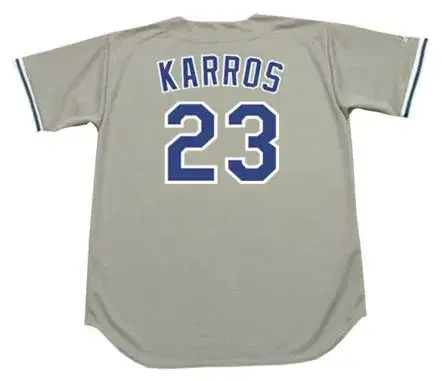 ERIC KARROS Los Angeles Dodgers 1995 Away Majestic Baseball Throwback Jersey 