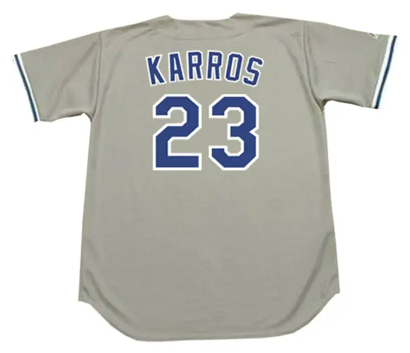 ERIC KARROS Los Angeles Dodgers 1995 Away Majestic Baseball Throwback Jersey 