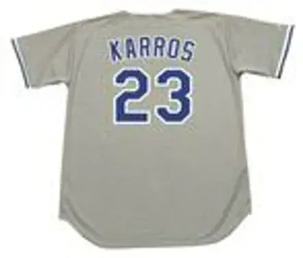 ERIC KARROS Los Angeles Dodgers 1995 Away Majestic Baseball Throwback Jersey 