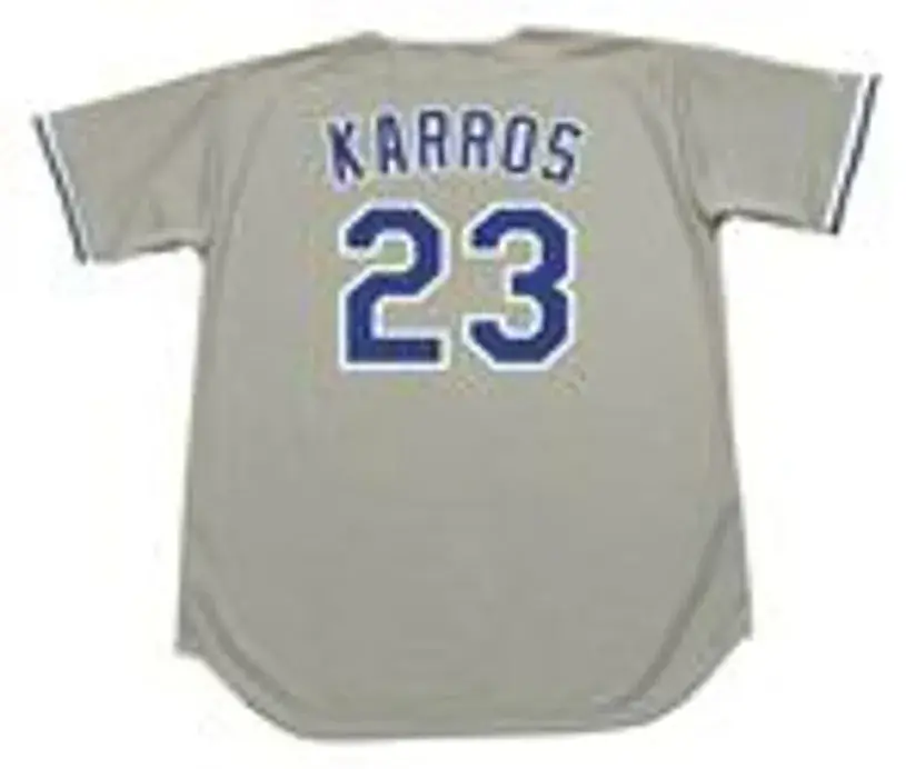 ERIC KARROS Los Angeles Dodgers 1995 Away Majestic Baseball Throwback Jersey 