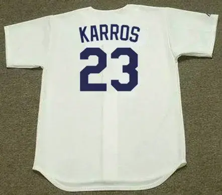 ERIC KARROS Los Angeles Dodgers 1995 Home Majestic Baseball Throwback Jersey 