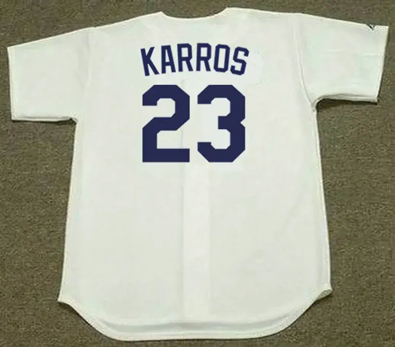 ERIC KARROS Los Angeles Dodgers 1995 Home Majestic Baseball Throwback Jersey 