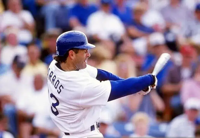 ERIC KARROS Los Angeles Dodgers 1995 Home Majestic Baseball Throwback Jersey 