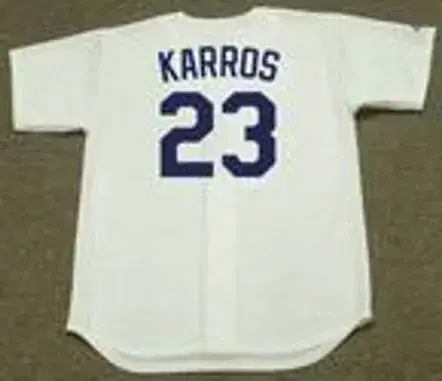 ERIC KARROS Los Angeles Dodgers 1995 Home Majestic Baseball Throwback Jersey 