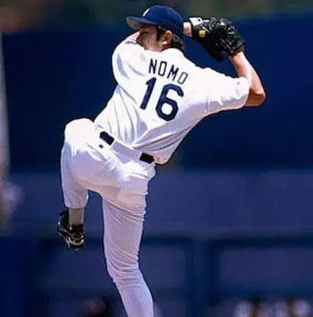 HIDEO NOMO Los Angeles Dodgers 1995 Home Majestic Throwback Baseball Jersey 