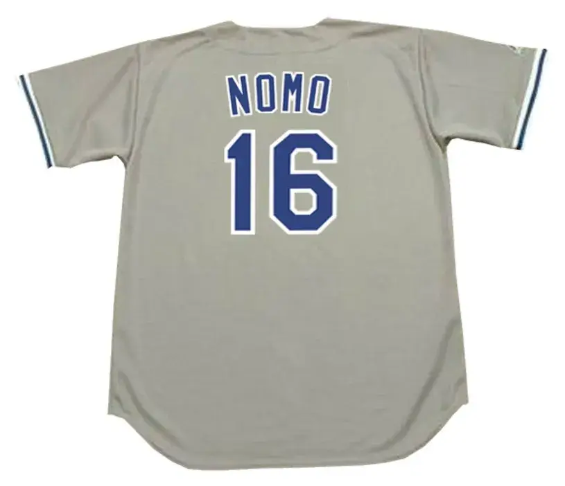 HIDEO NOMO Los Angeles Dodgers 1995 Majestic Throwback Away Baseball Jersey 