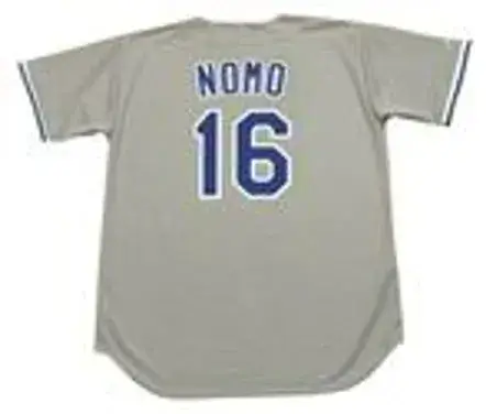 HIDEO NOMO Los Angeles Dodgers 1995 Majestic Throwback Away Baseball Jersey 