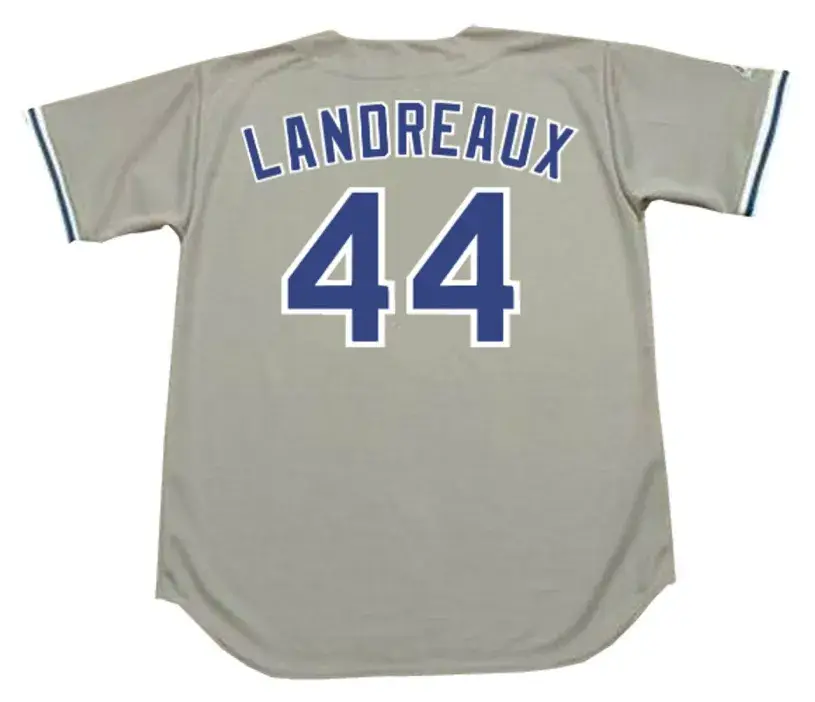 KEN LANDREAUX Los Angeles Dodgers 1982 Majestic Throwback Away Baseball Jersey 