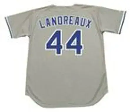KEN LANDREAUX Los Angeles Dodgers 1982 Majestic Throwback Away Baseball Jersey 