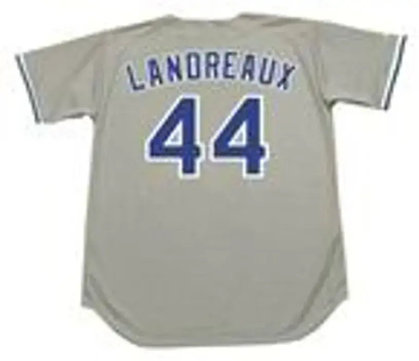 KEN LANDREAUX Los Angeles Dodgers 1982 Majestic Throwback Away Baseball Jersey 