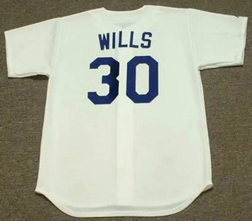MAURY WILLS Los Angeles Dodgers 1960’s Majestic Cooperstown Throwback Home Jersey 