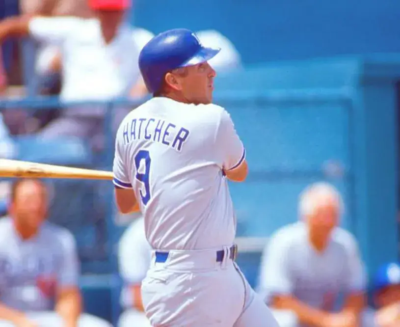 MICKEY HATCHER Los Angeles Dodgers 1988 Away Majestic Throwback Baseball Jersey 