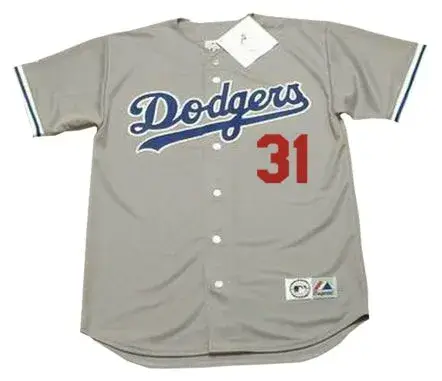 MIKE PIAZZA Los Angeles Dodgers 1995 Majestic Throwback Away Baseball Jersey