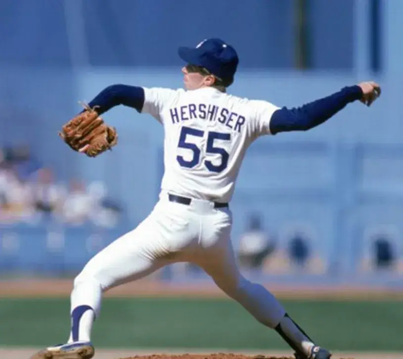 OREL HERSHISER Los Angeles Dodgers 1988 Home Majestic Throwback Baseball Jersey 