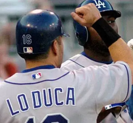 PAUL LODUCA Los Angeles Dodgers 2003 Majestic Throwback Away Baseball Jersey 