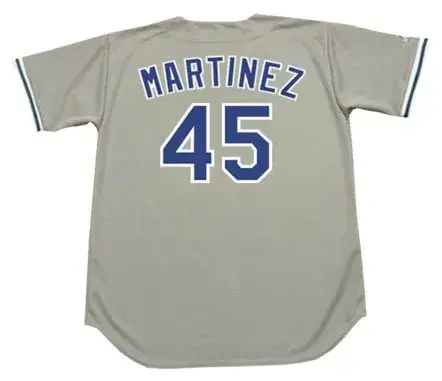PEDRO MARTINEZ Los Angeles Dodgers 1993 Majestic Throwback Away Baseball Jersey 