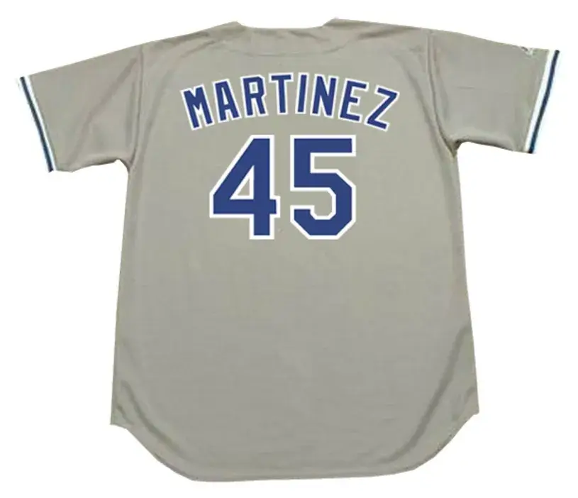 PEDRO MARTINEZ Los Angeles Dodgers 1993 Majestic Throwback Away Baseball Jersey 