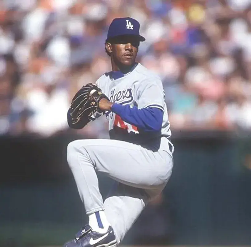 PEDRO MARTINEZ Los Angeles Dodgers 1993 Majestic Throwback Away Baseball Jersey 