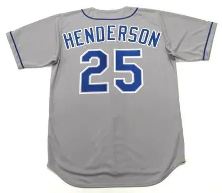 RICKEY HENDERSON Los Angeles Dodgers 2003 Away Majestic Baseball Throwback Jersey 