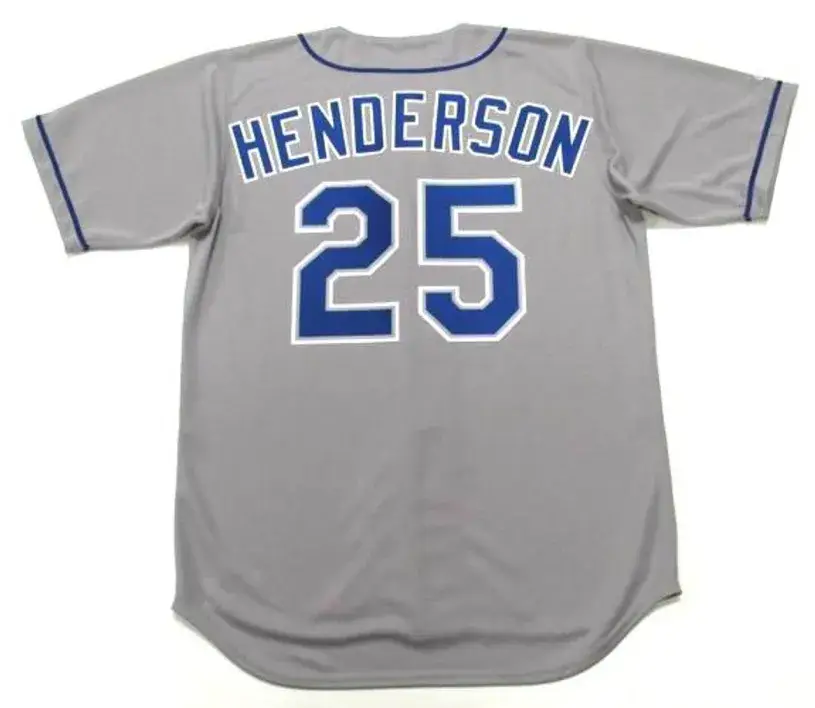 RICKEY HENDERSON Los Angeles Dodgers 2003 Away Majestic Baseball Throwback Jersey 