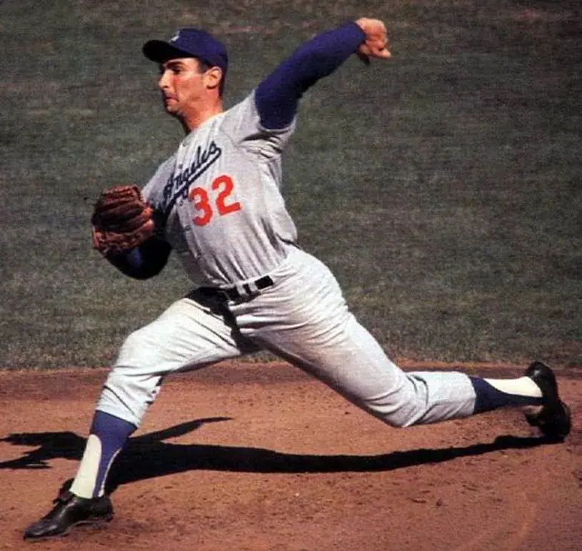 SANDY KOUFAX Los Angeles Dodgers 1965 Away Majestic Baseball Throwback Jersey 