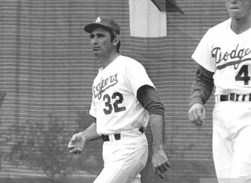 SANDY KOUFAX Los Angeles Dodgers 1973 Away Majestic Throwback Baseball Jersey 