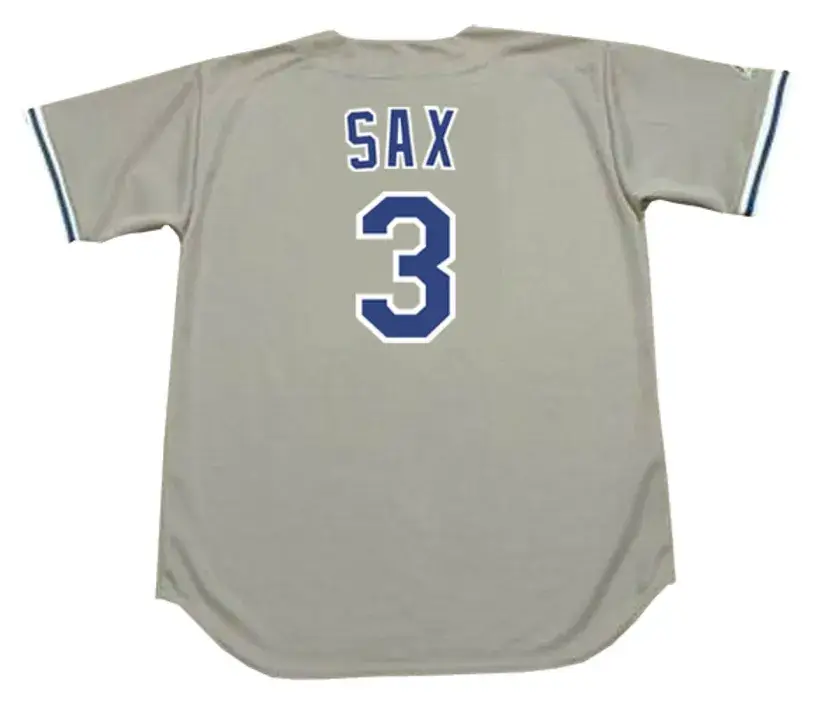 STEVE SAX Los Angeles Dodgers 1988 Majestic Throwback Away Baseball Jersey 