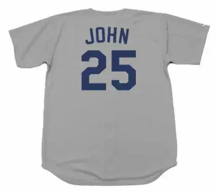 TOMMY JOHN Los Angeles Dodgers 1974 Away Majestic Throwback Baseball Jersey 