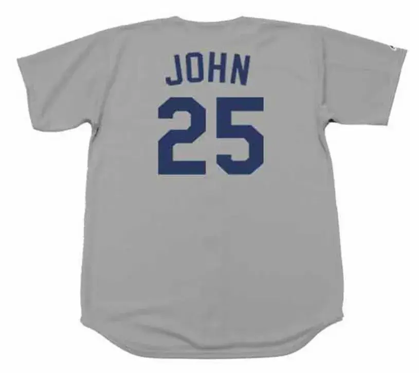 TOMMY JOHN Los Angeles Dodgers 1974 Away Majestic Throwback Baseball Jersey 