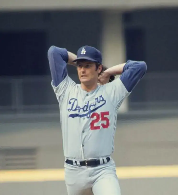 TOMMY JOHN Los Angeles Dodgers 1974 Away Majestic Throwback Baseball Jersey 