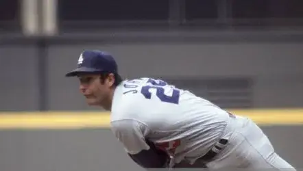 TOMMY JOHN Los Angeles Dodgers 1974 Away Majestic Throwback Baseball Jersey 