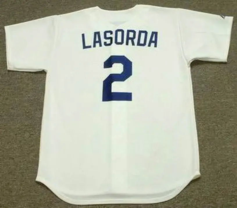 TOMMY LASORDA Los Angeles Dodgers 1981 Home Majestic Baseball Throwback Jersey 