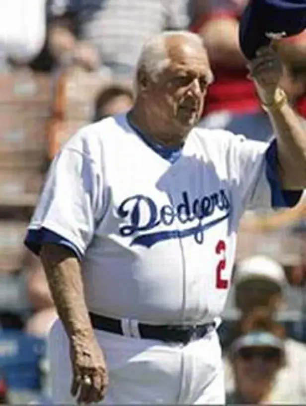 TOMMY LASORDA Los Angeles Dodgers 1981 Home Majestic Baseball Throwback Jersey 
