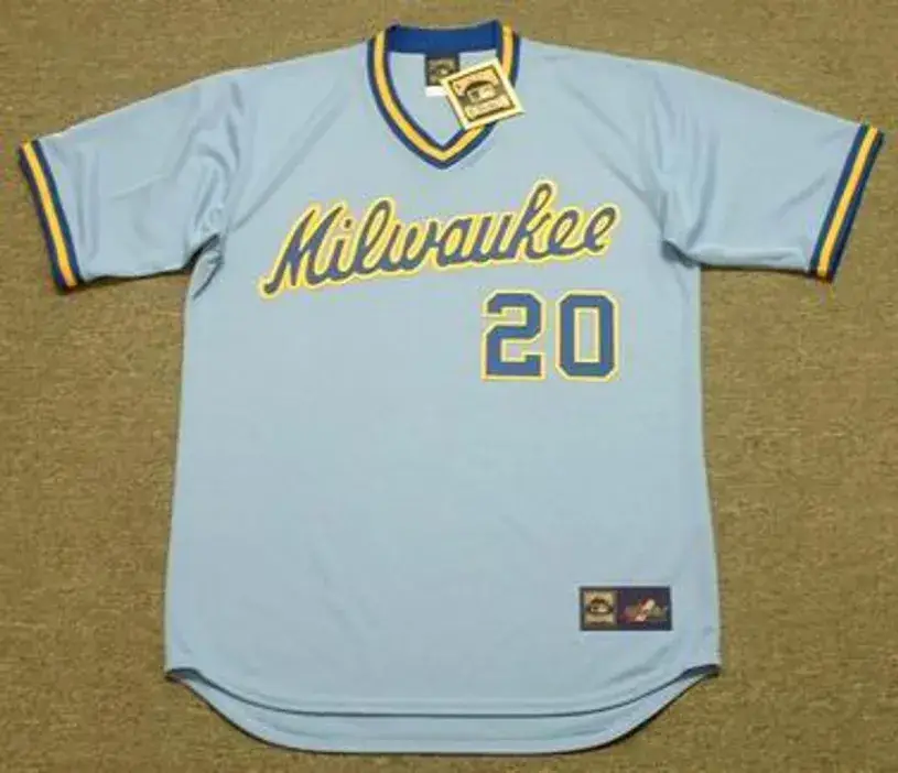 GORMAN THOMAS Milwaukee Brewers 1982 Majestic Cooperstown Throwback Away Jersey