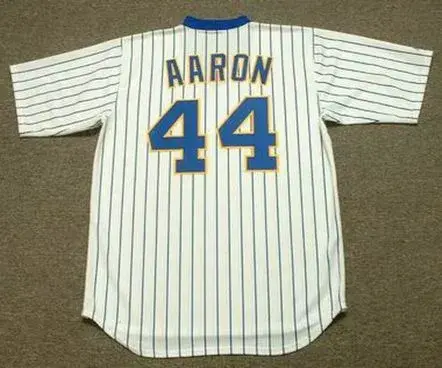 HANK AARON Milwaukee Brewers Majestic Cooperstown Throwback Home Jersey 