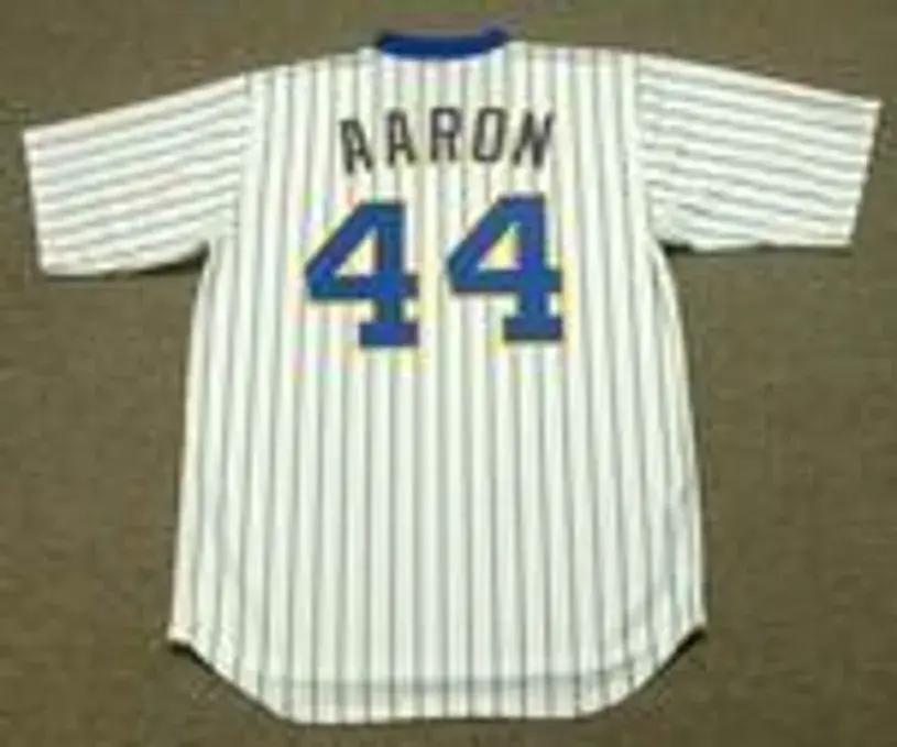HANK AARON Milwaukee Brewers Majestic Cooperstown Throwback Home Jersey 