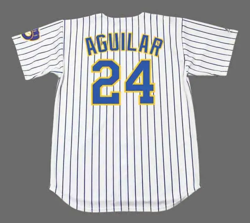JESUS AGUILAR Milwaukee Brewers Majestic Alternate Home Baseball Jersey 