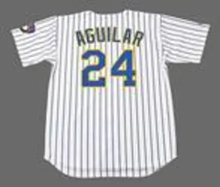 JESUS AGUILAR Milwaukee Brewers Majestic Alternate Home Baseball Jersey 