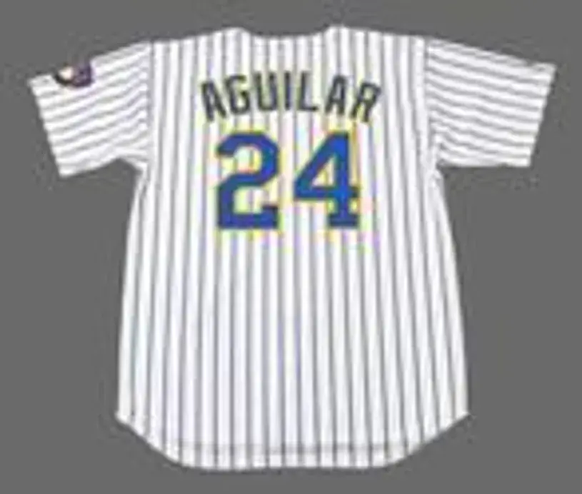 JESUS AGUILAR Milwaukee Brewers Majestic Alternate Home Baseball Jersey 