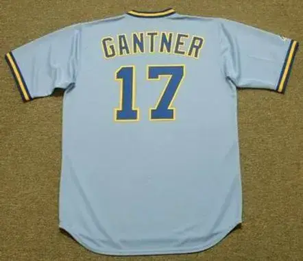 JIM GANTNER Milwaukee Brewers 1982 Majestic Cooperstown Throwback Away Jersey 
