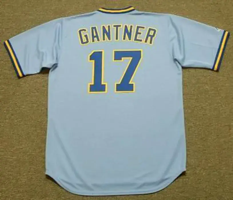 JIM GANTNER Milwaukee Brewers 1982 Majestic Cooperstown Throwback Away Jersey 