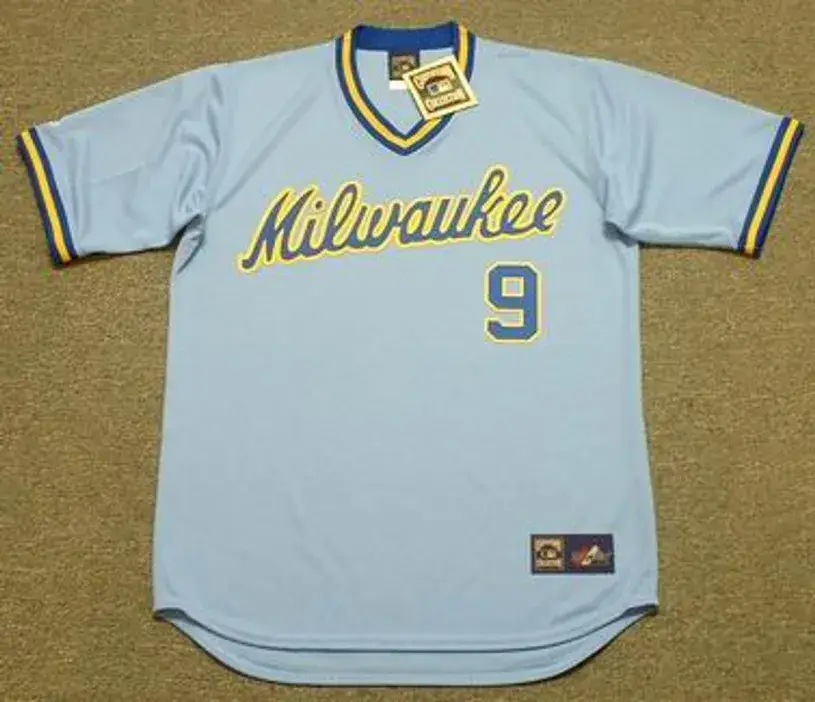 LARRY HISLE Milwaukee Brewers 1982 Majestic Cooperstown Throwback Away Jersey