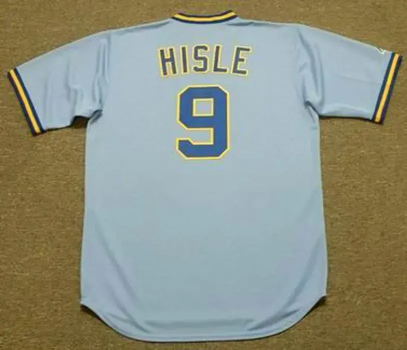 LARRY HISLE Milwaukee Brewers 1982 Majestic Cooperstown Throwback Away Jersey 