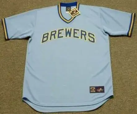 MILWAUKEE BREWERS 1970s Majestic Athletic Cooperstown Throwback Away Jersey