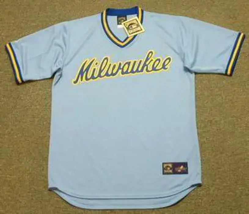 MILWAUKEE BREWERS 1980’s Majestic Cooperstown Throwback Away Jersey