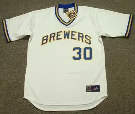 MOOSE HAAS Milwaukee Brewers 1977 Majestic Cooperstown Throwback Home Jersey