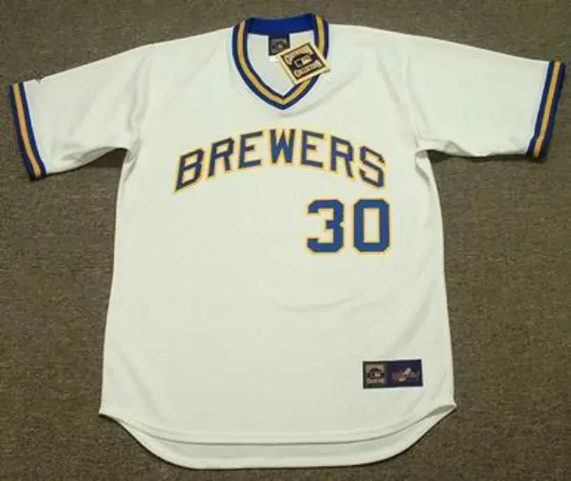 MOOSE HAAS Milwaukee Brewers 1977 Majestic Cooperstown Throwback Home Jersey