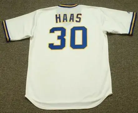 MOOSE HAAS Milwaukee Brewers 1977 Majestic Cooperstown Throwback Home Jersey 